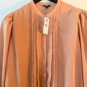 Express Apricot Pleated Blouse NWT